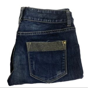 Cache light faded denim skinny jeans